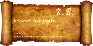 Kopcsó Benjámin névjegykártya